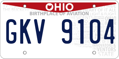 OH license plate GKV9104