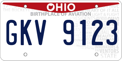 OH license plate GKV9123