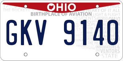 OH license plate GKV9140