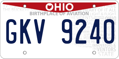 OH license plate GKV9240