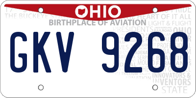 OH license plate GKV9268