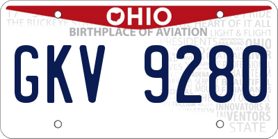 OH license plate GKV9280