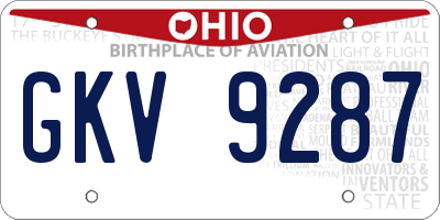 OH license plate GKV9287