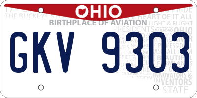 OH license plate GKV9303