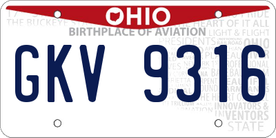 OH license plate GKV9316
