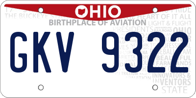 OH license plate GKV9322
