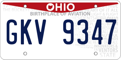 OH license plate GKV9347