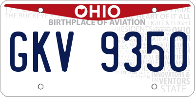 OH license plate GKV9350