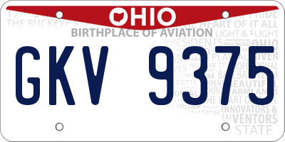 OH license plate GKV9375