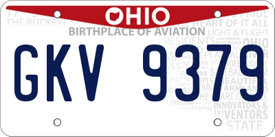 OH license plate GKV9379
