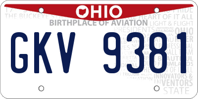OH license plate GKV9381