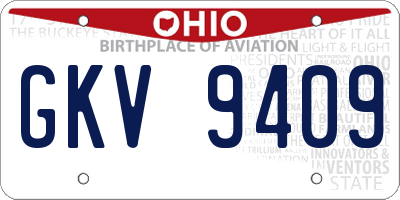 OH license plate GKV9409