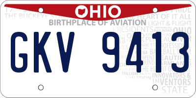 OH license plate GKV9413