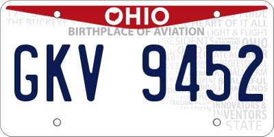 OH license plate GKV9452