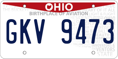 OH license plate GKV9473