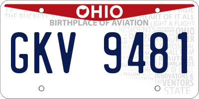 OH license plate GKV9481