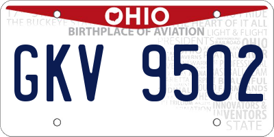 OH license plate GKV9502