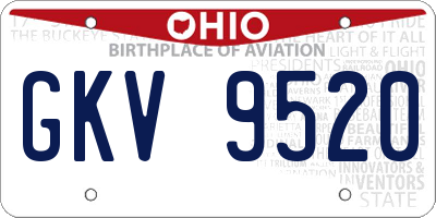 OH license plate GKV9520