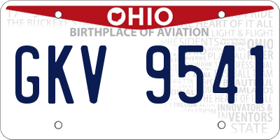 OH license plate GKV9541