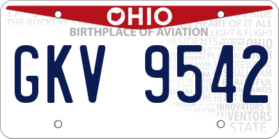OH license plate GKV9542