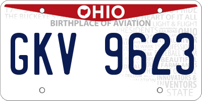 OH license plate GKV9623