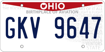 OH license plate GKV9647