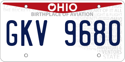 OH license plate GKV9680