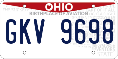 OH license plate GKV9698