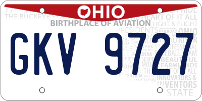 OH license plate GKV9727