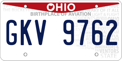 OH license plate GKV9762