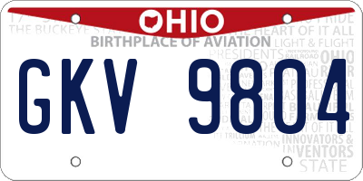 OH license plate GKV9804
