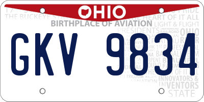 OH license plate GKV9834