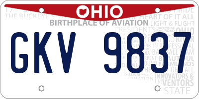OH license plate GKV9837