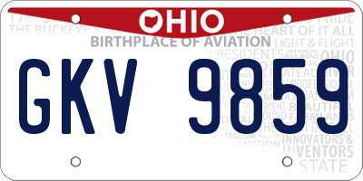 OH license plate GKV9859