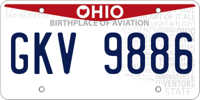 OH license plate GKV9886