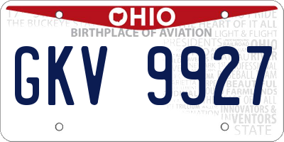 OH license plate GKV9927