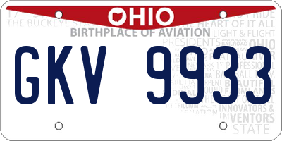 OH license plate GKV9933