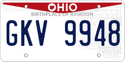 OH license plate GKV9948