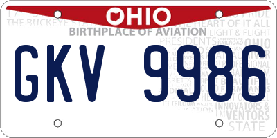 OH license plate GKV9986