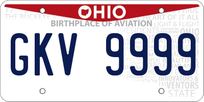 OH license plate GKV9999