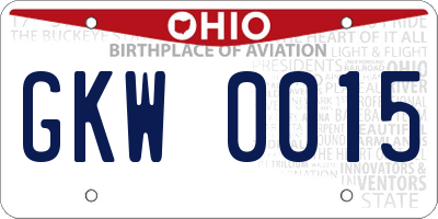 OH license plate GKW0015