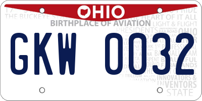 OH license plate GKW0032