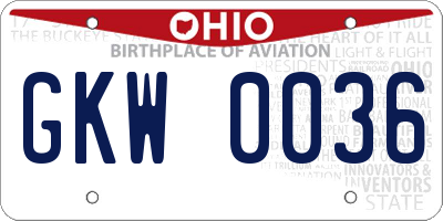 OH license plate GKW0036