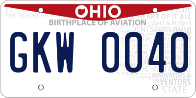 OH license plate GKW0040