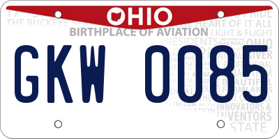 OH license plate GKW0085