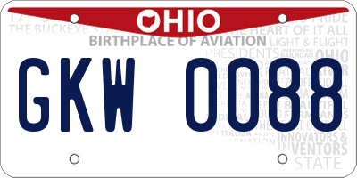 OH license plate GKW0088