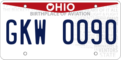OH license plate GKW0090