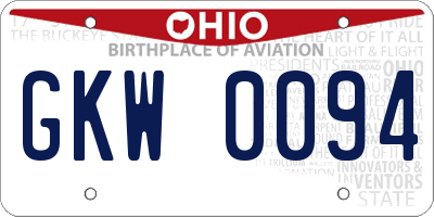 OH license plate GKW0094