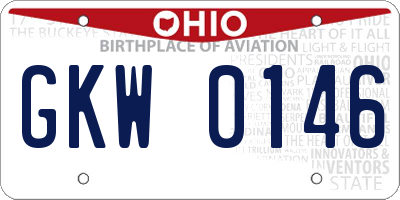 OH license plate GKW0146