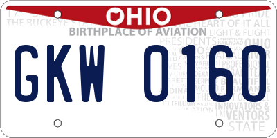OH license plate GKW0160